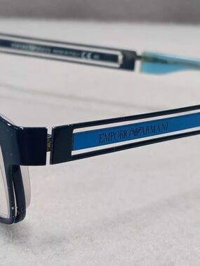 Emporio Armani Eyeglass Frames EA 9769 Mens Blue Rectangle 53/17/135 Minimalist